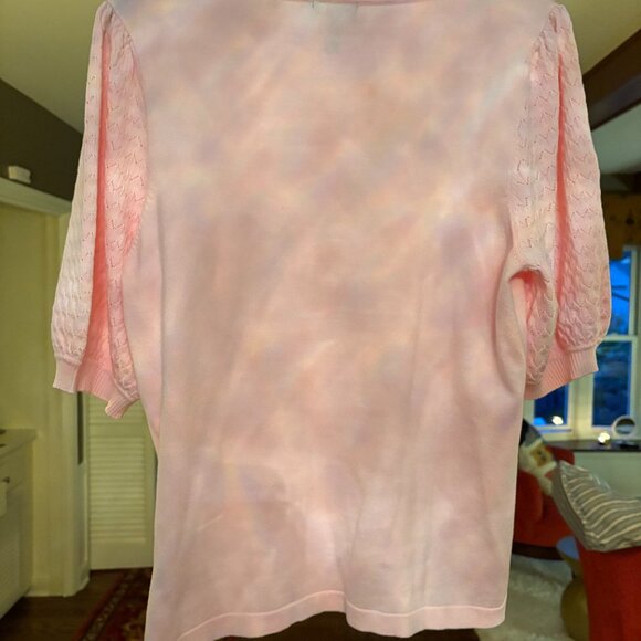 NWT Jones New York Pink Puffy Sleeve Lightweight Sweater. Size M (runs big) - Picture 8 of 10